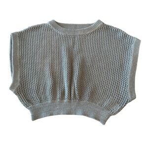 Altar'd State Womens Cropped Sweater Vest Open Knit Sage Green Pullover Small